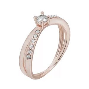 LC Lauren Conrad Celebrate Cubic Zirconia Split Shank Ring Rose Gold Tone Size 9
